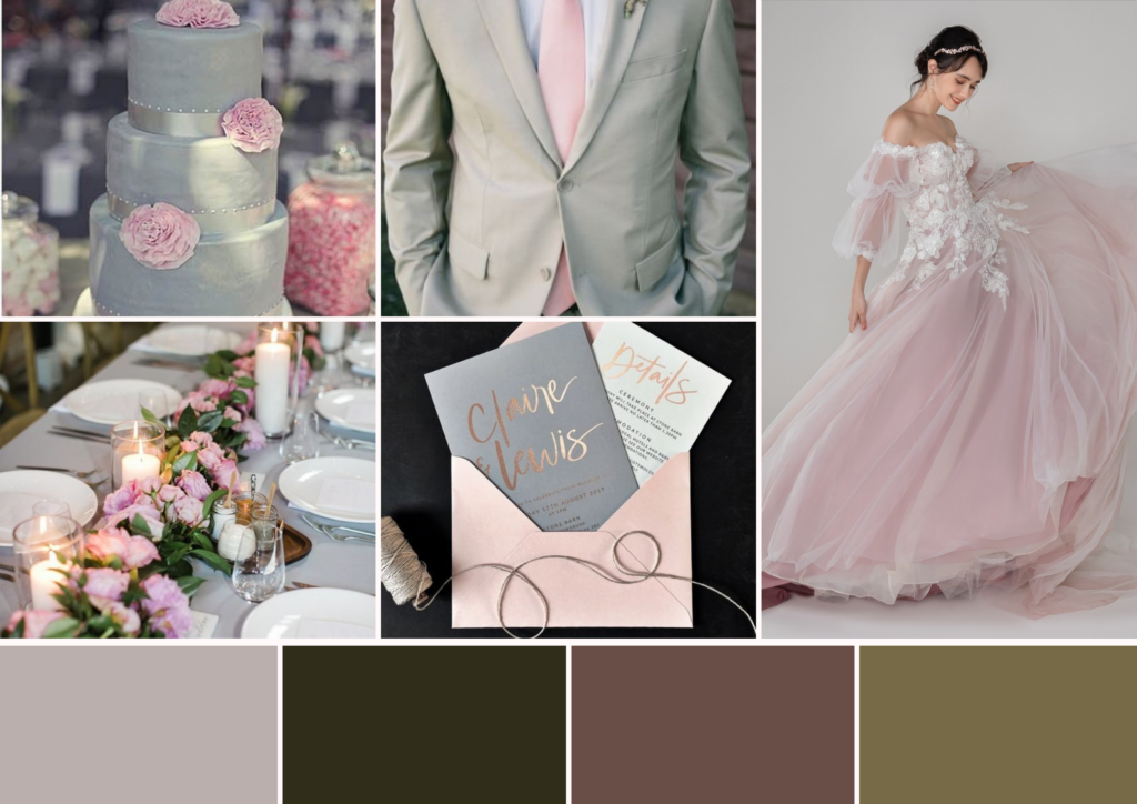 paleta de colores de boda gris invierno