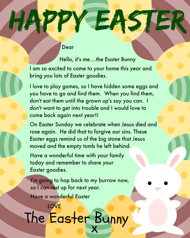 Carta de conejito de Pascua